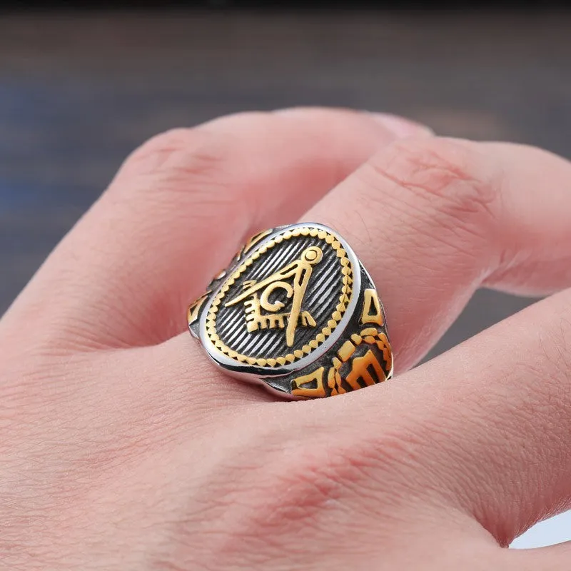 Stylish Men's Personalized Masonic Rings in Wholesale, Made of Stainless Steel and Titanium, Sizes 7-13