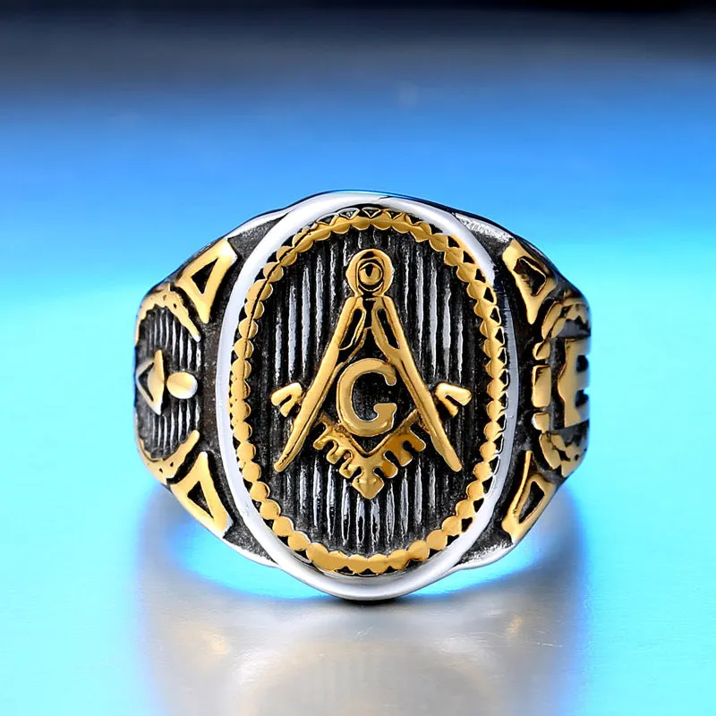 Stylish Men's Personalized Masonic Rings in Wholesale, Made of Stainless Steel and Titanium, Sizes 7-13