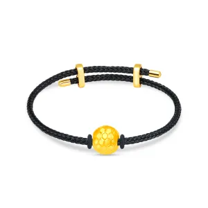 TAKA Jewellery 999 Pure Gold Ball Honeycomb with Cord Bracelet