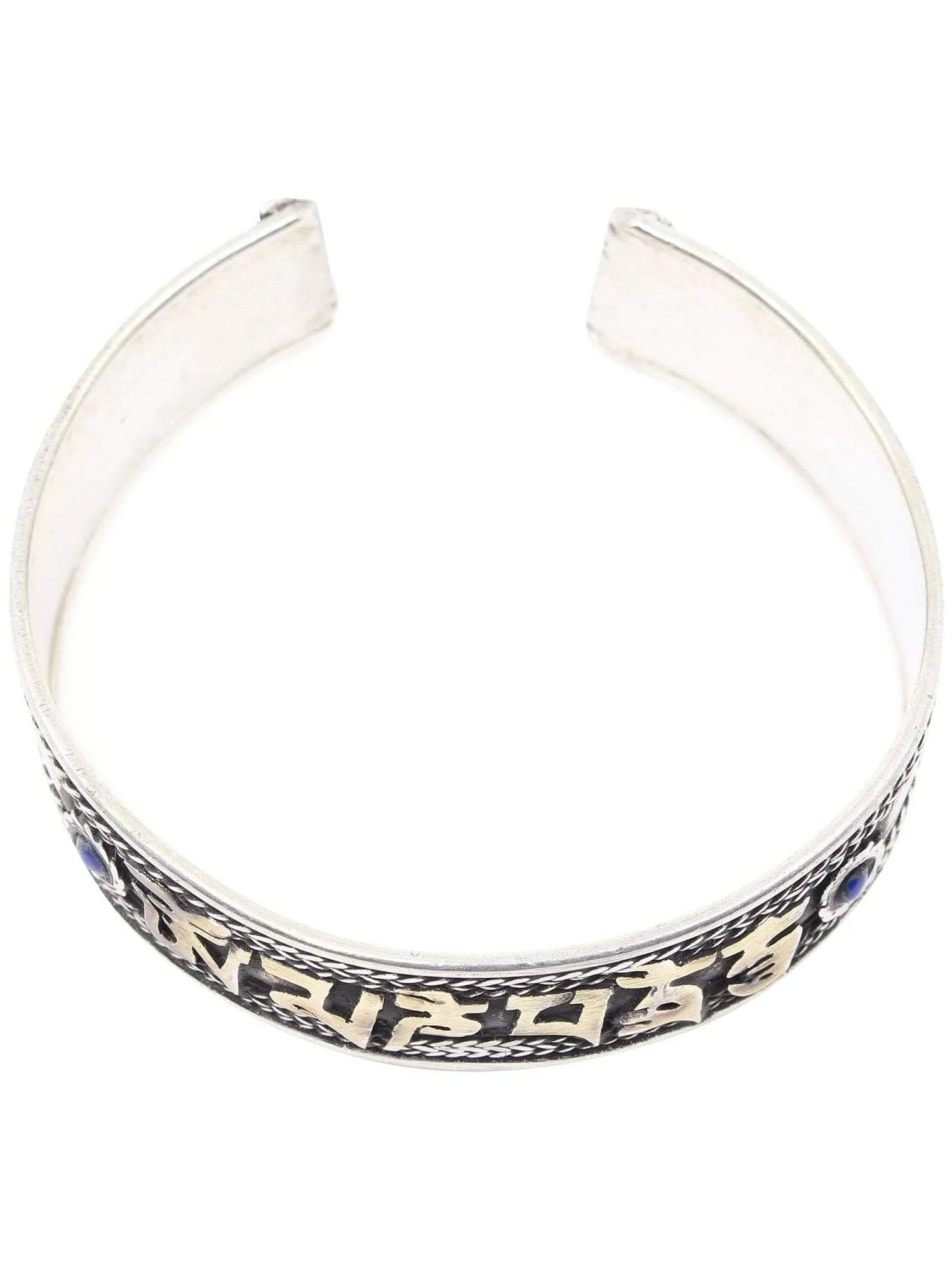 Tibetan Om Mani Padme Hum Silverplated Cuff Bracelet - Adjustable