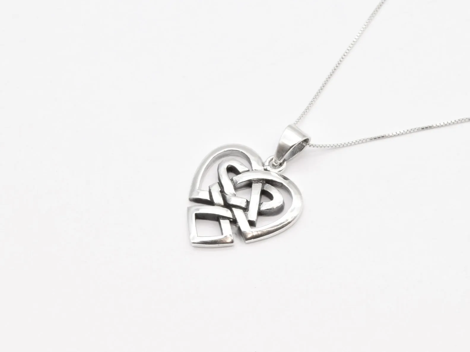 Tribal Heart Pendant - Silver Heart Necklace - Unique Love Pendant