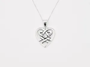 Tribal Heart Pendant - Silver Heart Necklace - Unique Love Pendant