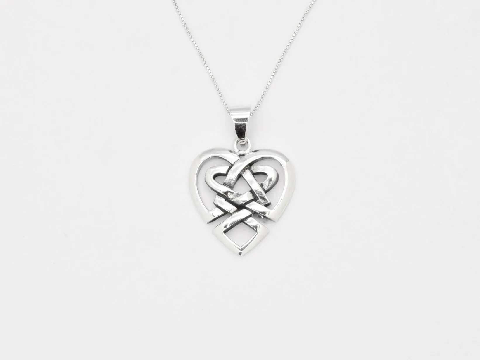 Tribal Heart Pendant - Silver Heart Necklace - Unique Love Pendant