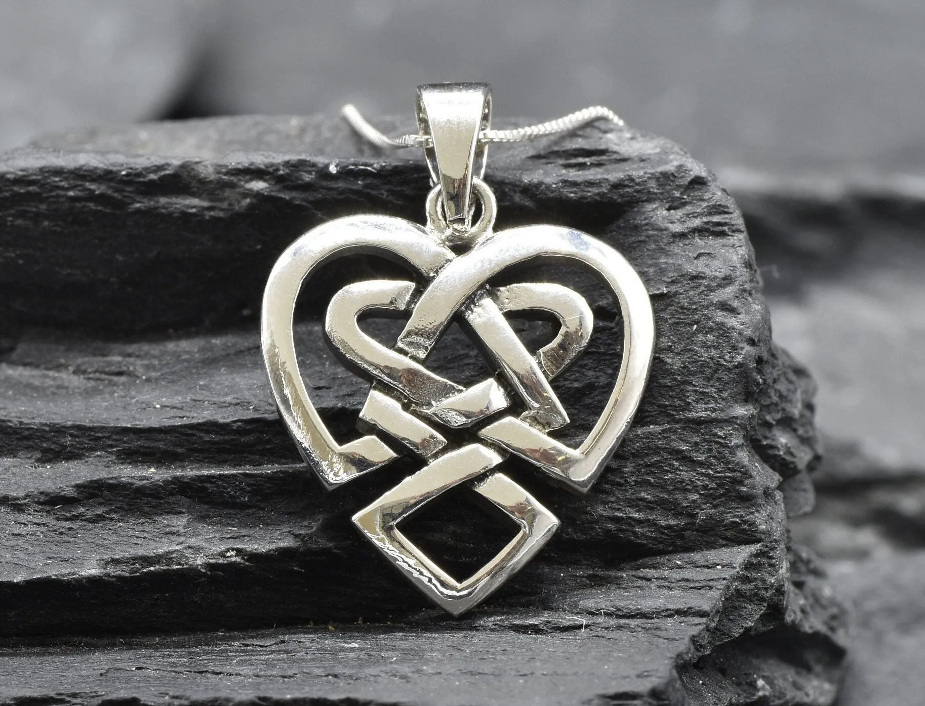 Tribal Heart Pendant - Silver Heart Necklace - Unique Love Pendant