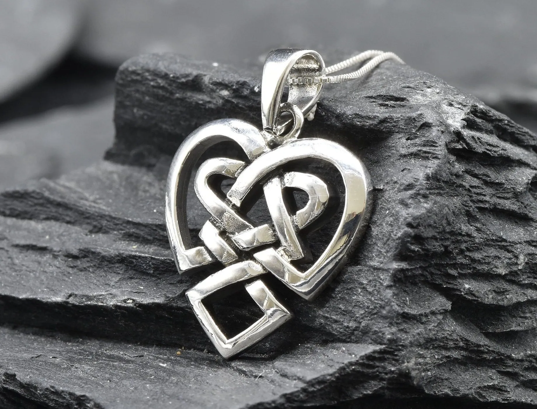 Tribal Heart Pendant - Silver Heart Necklace - Unique Love Pendant