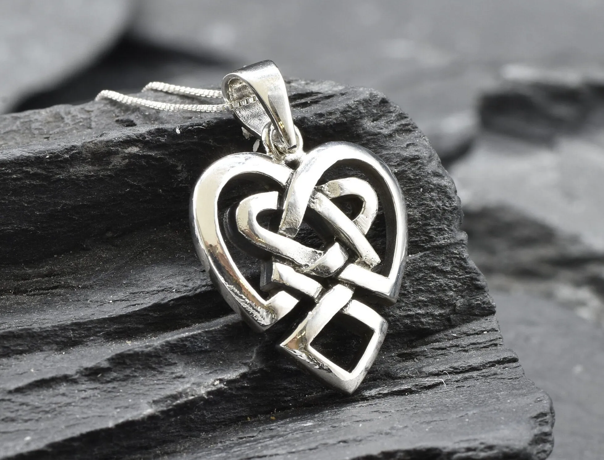 Tribal Heart Pendant - Silver Heart Necklace - Unique Love Pendant