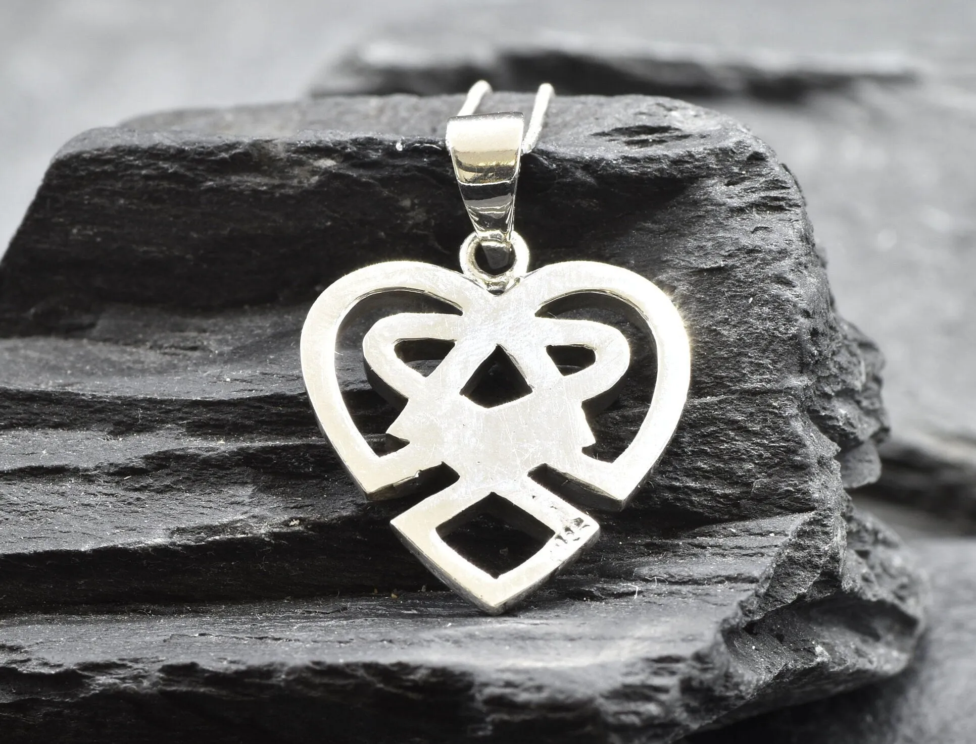 Tribal Heart Pendant - Silver Heart Necklace - Unique Love Pendant