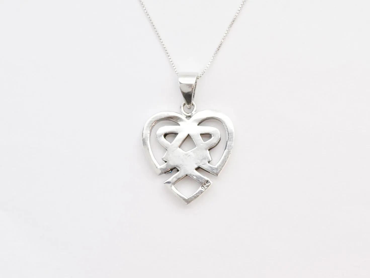 Tribal Heart Pendant - Silver Heart Necklace - Unique Love Pendant