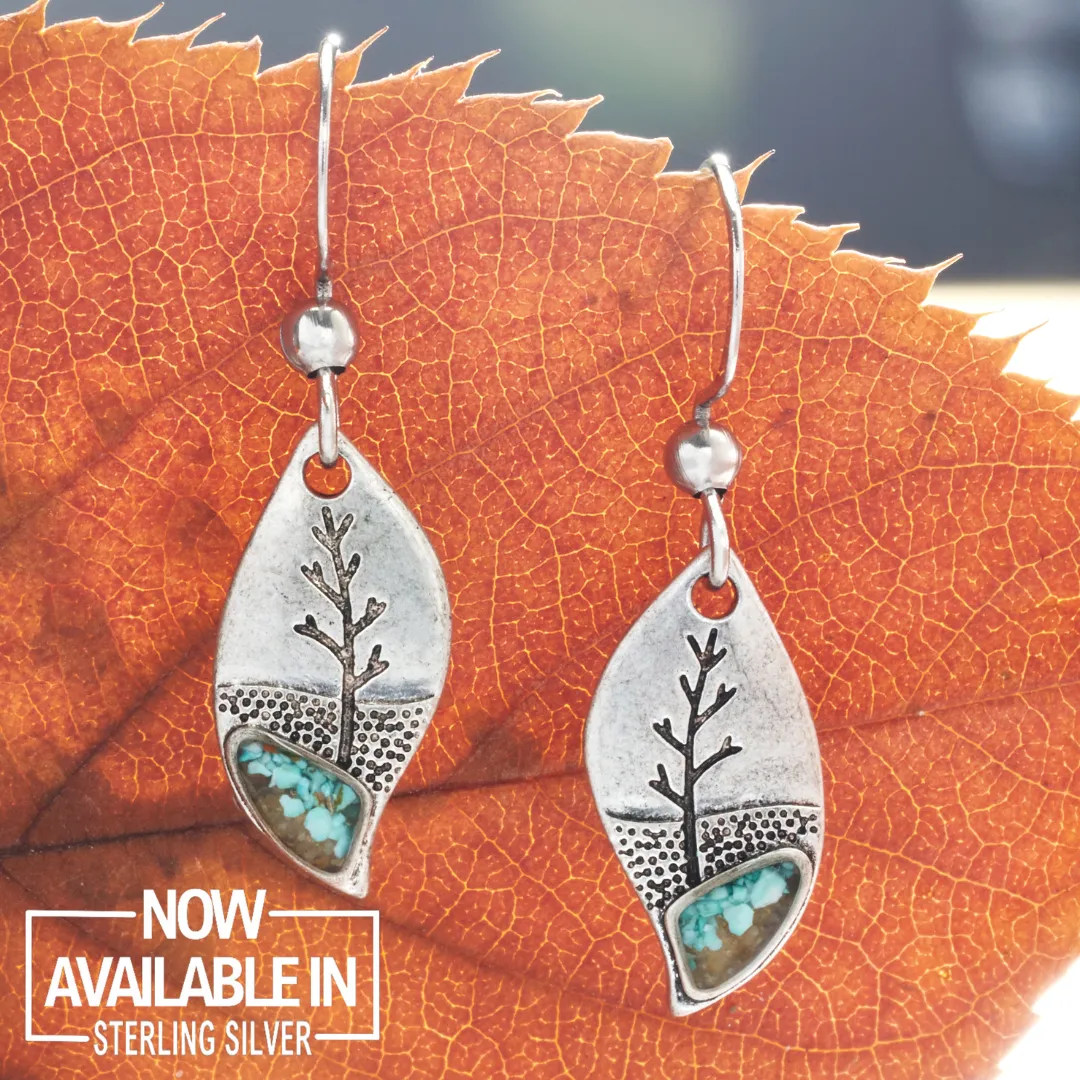 Turquoise Leaf Tree Earrings