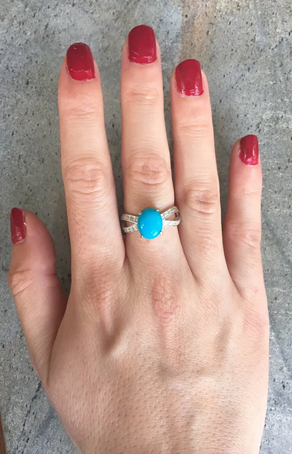 Turquoise Ring - Blue Engagement Ring - Classy Oval Ring