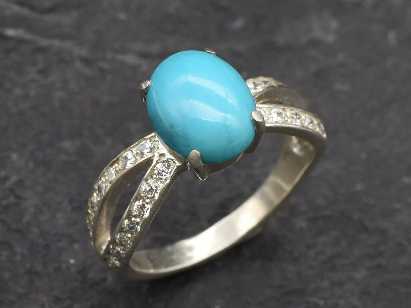 Turquoise Ring - Blue Engagement Ring - Classy Oval Ring