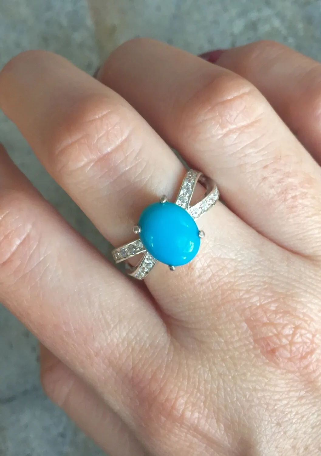 Turquoise Ring - Blue Engagement Ring - Classy Oval Ring