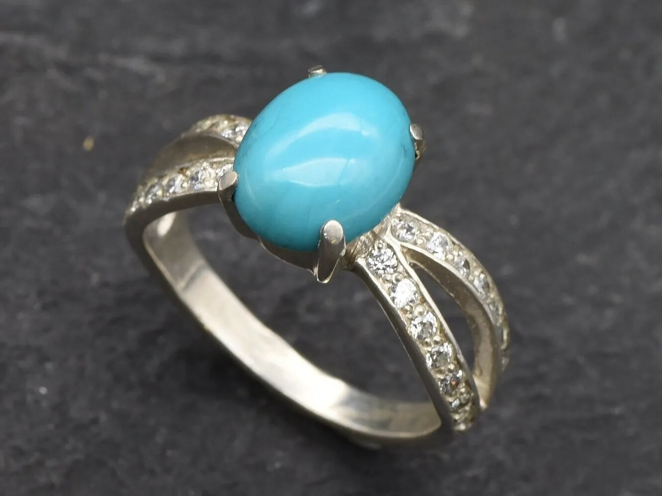 Turquoise Ring - Blue Engagement Ring - Classy Oval Ring