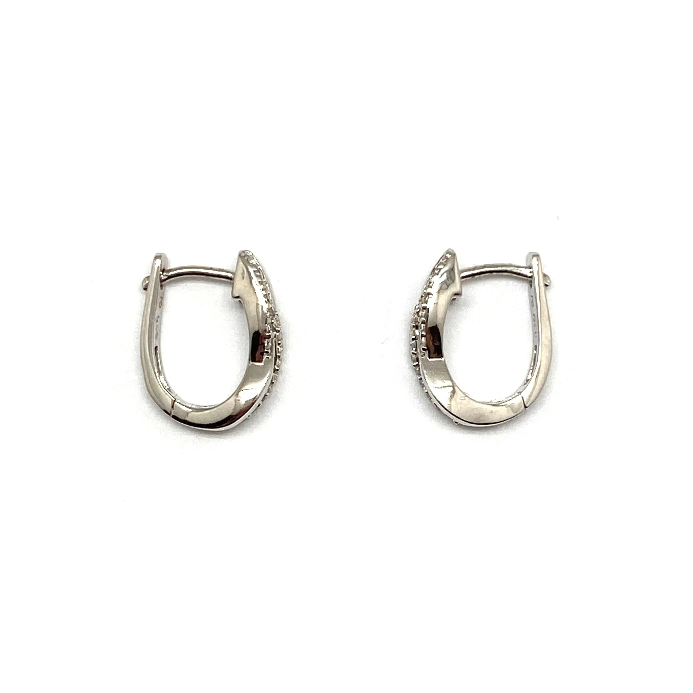 Twisted Silver CZ Huggie Earrings