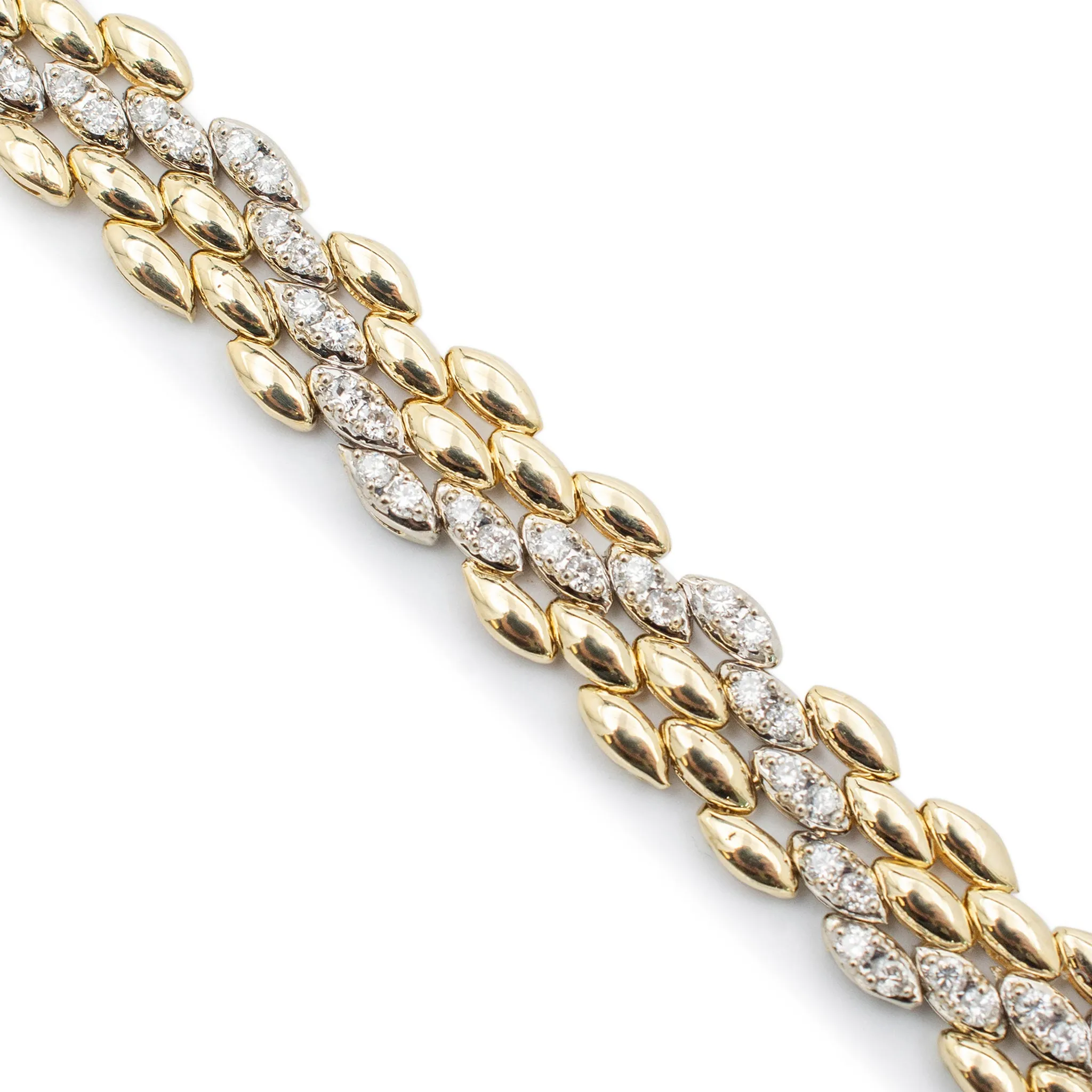 Unisex 14K Yellow & White Gold Diamond Link Bracelet