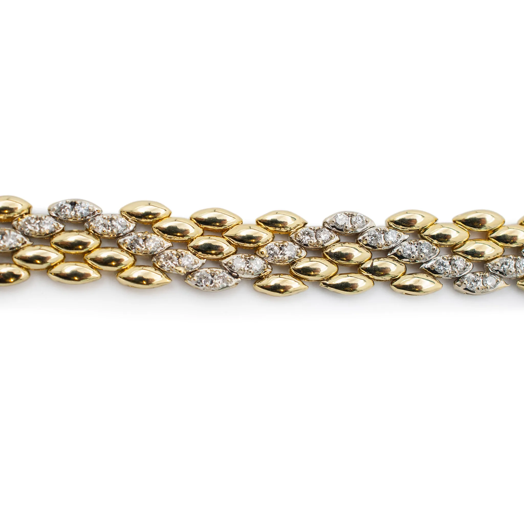 Unisex 14K Yellow & White Gold Diamond Link Bracelet