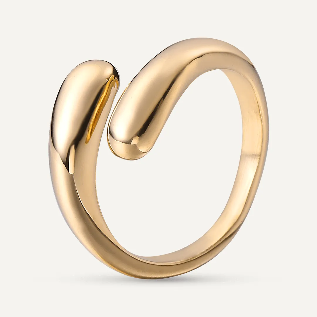 Vibes | Modern Flow Band Open Ring | 18K Gold-Plated