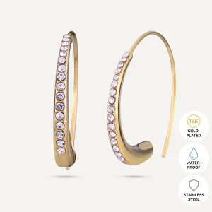 Vibes | Sparkling Curve Hoop Hook Earrings | 18K Gold-Plated