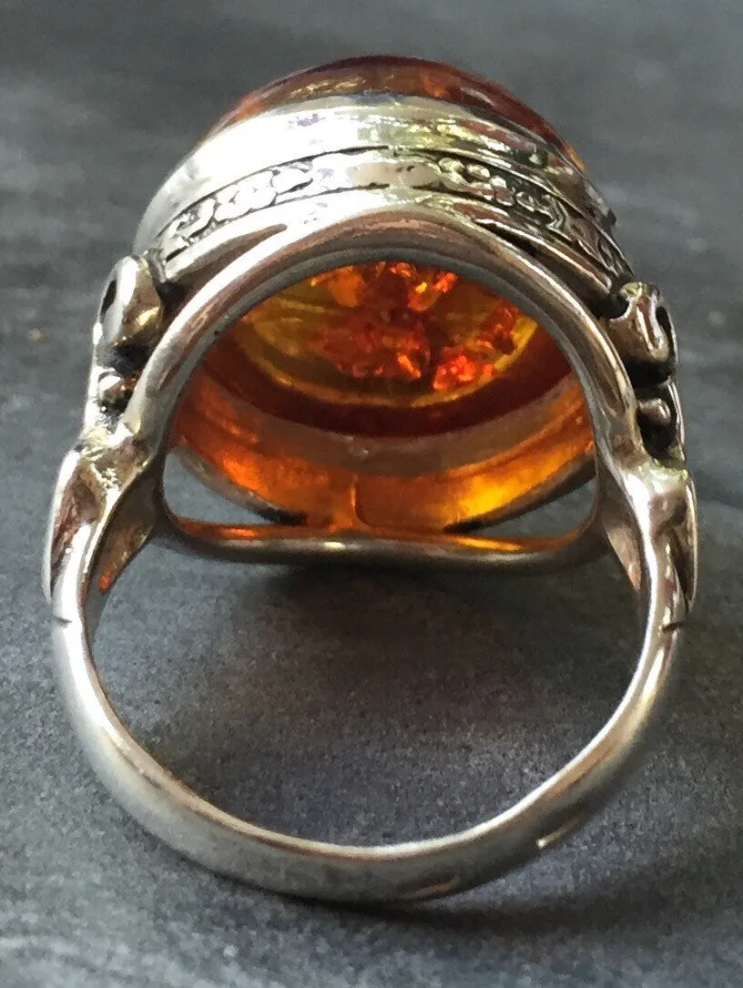 Vintage Amber Ring - Natural Amber Ring - Statement Amber Ring