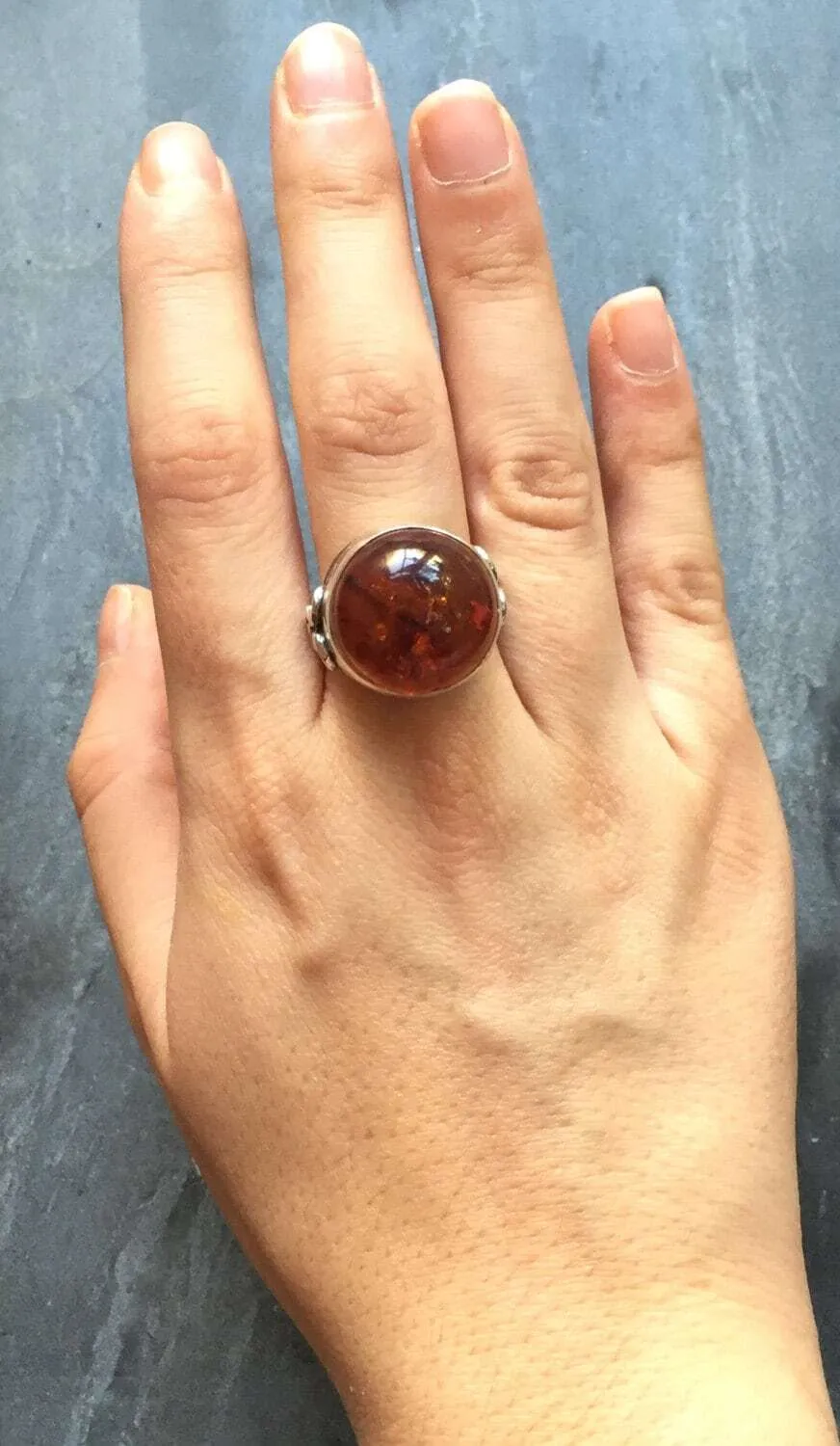 Vintage Amber Ring - Natural Amber Ring - Statement Amber Ring