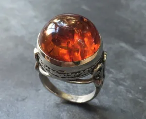 Vintage Amber Ring - Natural Amber Ring - Statement Amber Ring