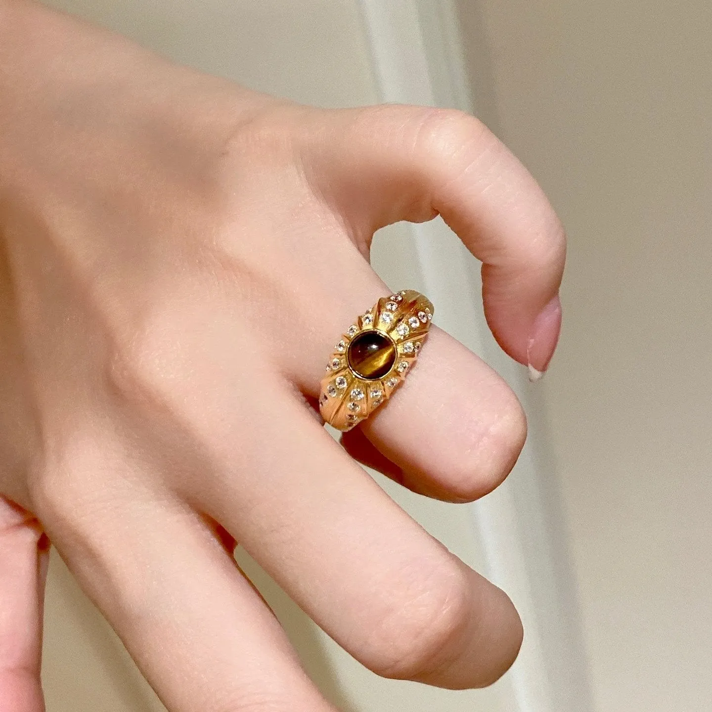 Vintage Brushed Tiger's Eye Ring