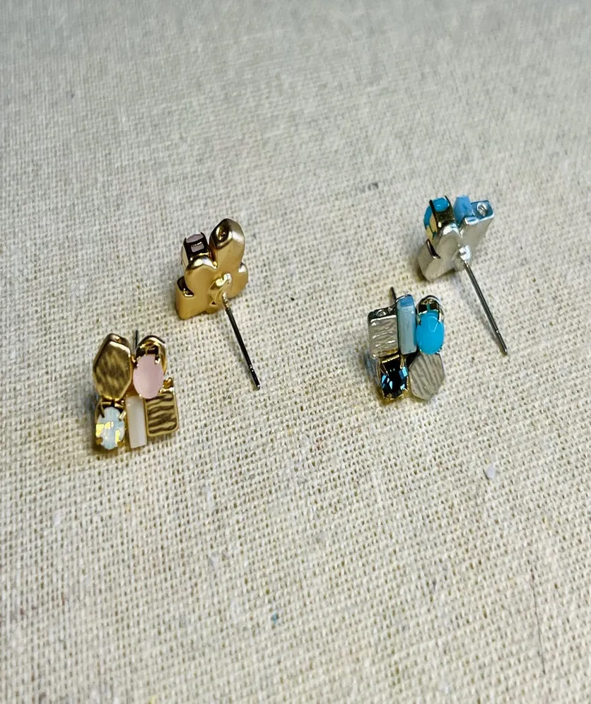 Vintage Earring Stud Geometric Abstract