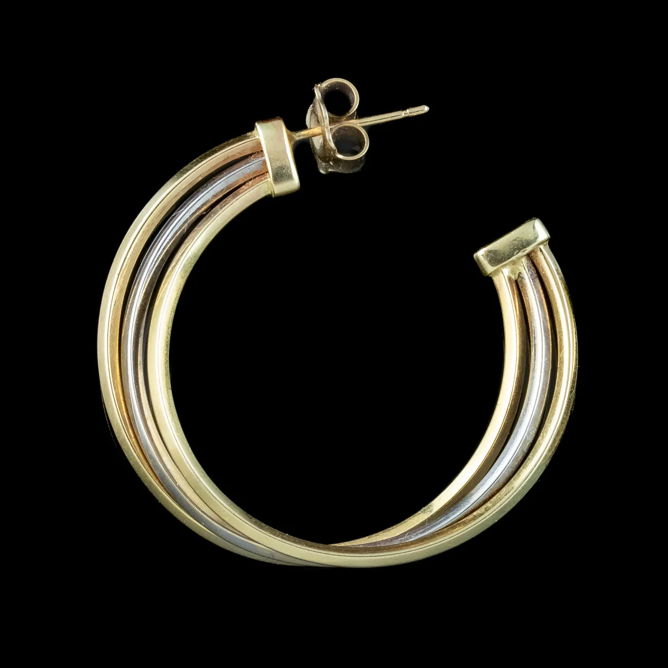 Vintage Hoop Earrings Arpas Two Tone 14ct Gold