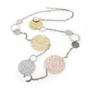 Vintage Long Statement Necklace Real Gold Silver Plated Round Flower Women Necklaces & Pendants Fashion Jewelry