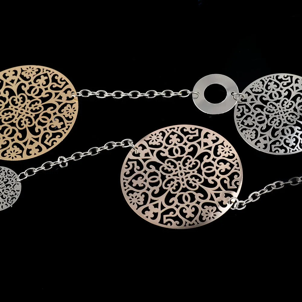 Vintage Long Statement Necklace Real Gold Silver Plated Round Flower Women Necklaces & Pendants Fashion Jewelry