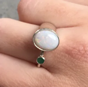 Vintage Opal Ring - Natural Opal Ring - Real Emerald Ring