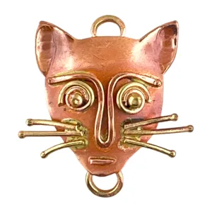 Whimsical Copper Cat Face Link