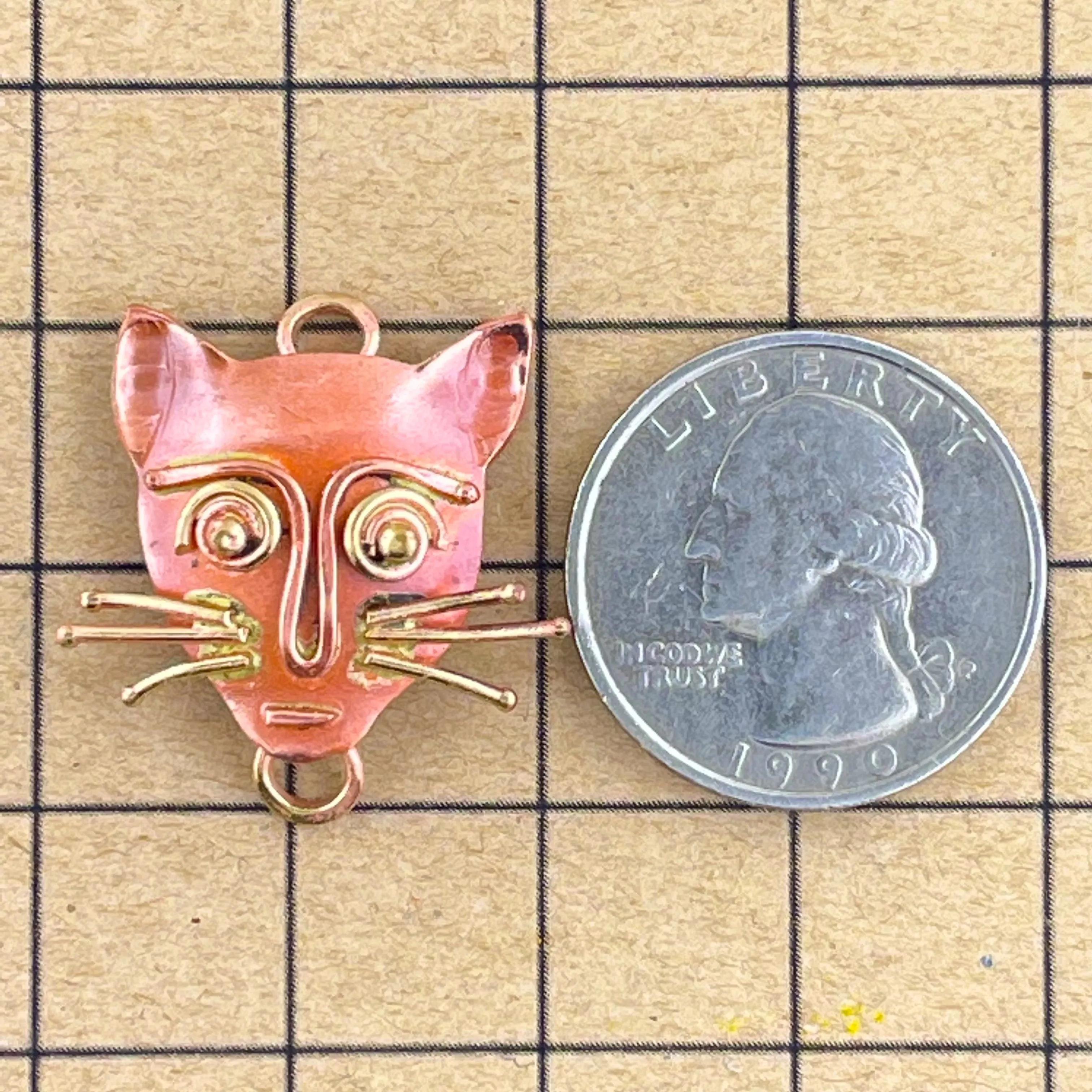 Whimsical Copper Cat Face Link