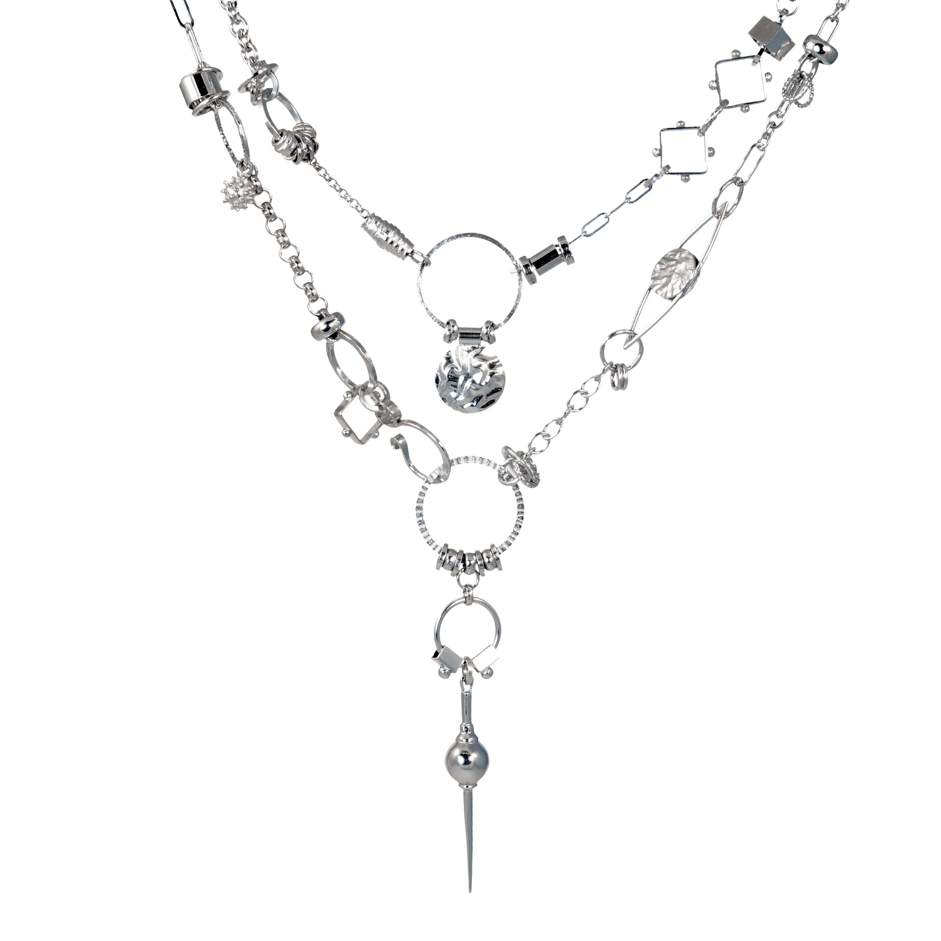 White Rhodium Avalon Wrap Necklace