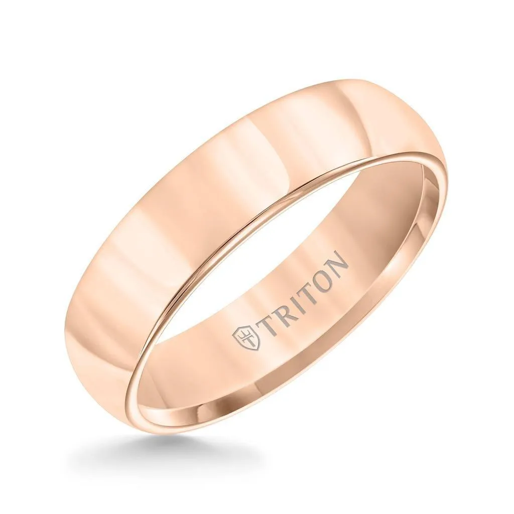 WHITNEY Domed Rose Tungsten Carbide Comfort Fit Band with Bright Polish by Triton Rings - 6mm