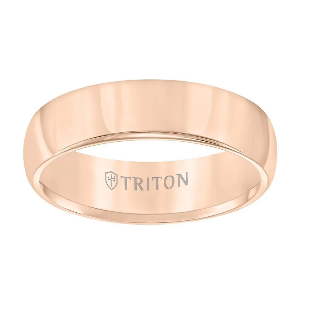 WHITNEY Domed Rose Tungsten Carbide Comfort Fit Band with Bright Polish by Triton Rings - 6mm