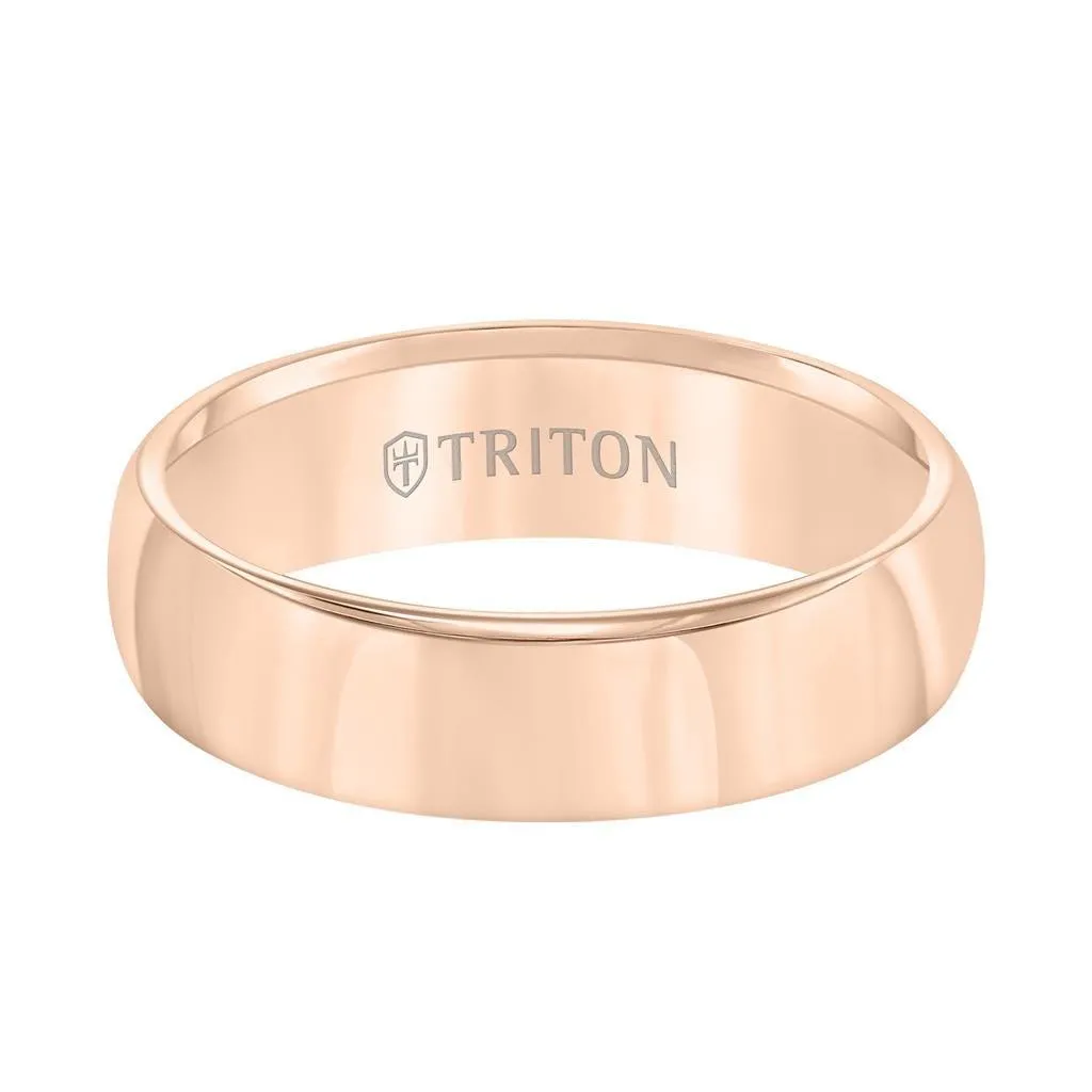 WHITNEY Domed Rose Tungsten Carbide Comfort Fit Band with Bright Polish by Triton Rings - 6mm