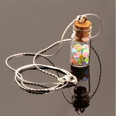 Women Chain Pendant Necklace Star Glass Wishing Bottle Long Necklaces Charms Gift Women Jewelry Choker Collares DIY N2121