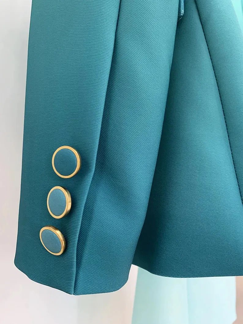 Women Luxury Green Gradient Color Blazer   Mid-High Rise Flare Trousers Pants Suit, Graduation, Wedding, Speech Day, Office, Formal Event