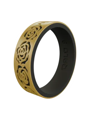 Women's Clearance Gold/Black Strata Blossom Silicone Ring