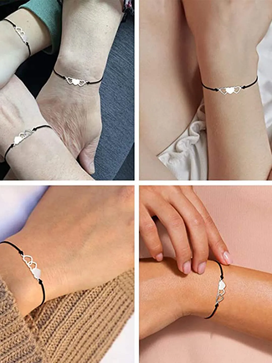 Yellow Chimes Bracelet for Women and Girls Fashion Silver Friendship Bracelets for Women Girls | 3 Pcs Heart Shaped Best Friends Bracelets Set |Gift for Best Friend Friendship Bff Bracelets