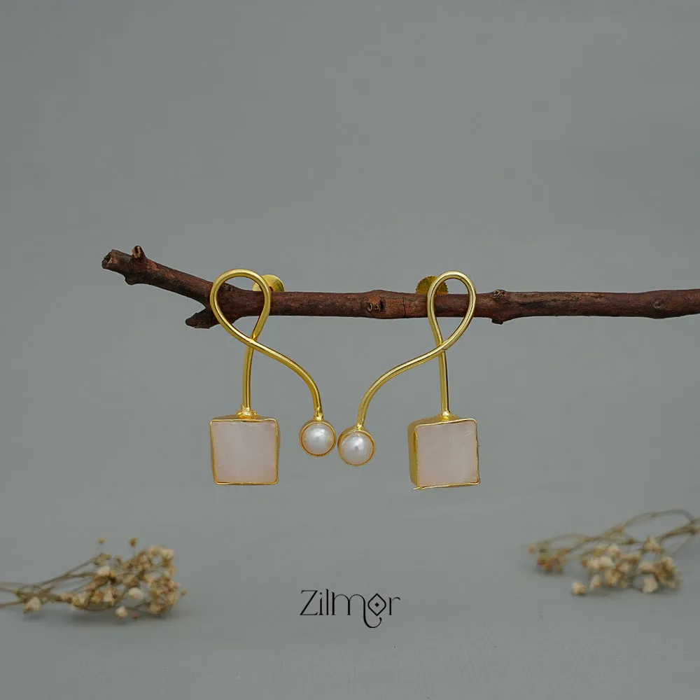 ZA1011160 - Western Drop Pearl with Natural stone Earrings