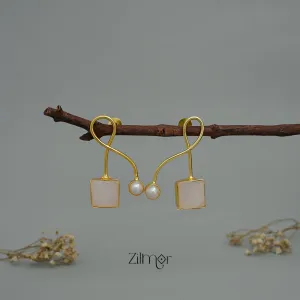 ZA1011160 - Western Drop Pearl with Natural stone Earrings